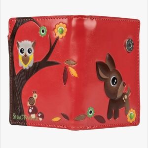 Shagwear Small Wallet Vegan Leather Soft Wipe Clean Woodland Forrest Red